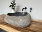 Preview: Naturstein Waschbecken Aufsatzwaschbecken Flussstein 55x48 cm