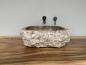 Preview: Marmor Onyx Naturstein Waschbecken Aufsatzwaschbecken 44x42 cm