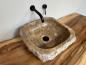 Preview: Marmor Onyx Naturstein Waschbecken Aufsatzwaschbecken 44x42 cm