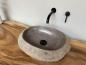 Preview: Naturstein Waschbecken Aufsatzwaschbecken Flussstein 48x37 cm