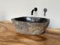 Preview: Naturstein Waschbecken Aufsatzwaschbecken Flussstein 44x28 cm