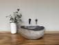 Preview: Naturstein Waschbecken Aufsatzwaschbecken Flussstein 47x39 cm