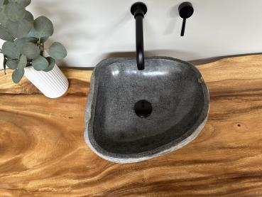 Preview: Naturstein Waschbecken Aufsatzwaschbecken Flussstein 43x38