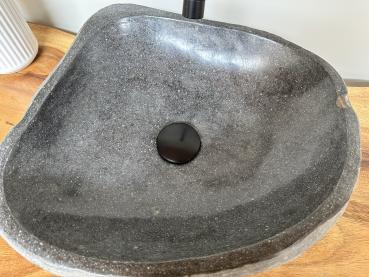 Naturstein Waschbecken Aufsatzwaschbecken Flussstein 43x38