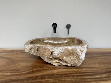 Preview: Marmor Onyx Naturstein Waschbecken Aufsatzwaschbecken 46x43 cm