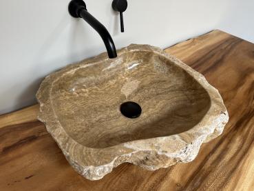 Marmor Onyx Naturstein Waschbecken Aufsatzwaschbecken 46x43 cm