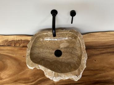 Preview: Marmor Onyx Naturstein Waschbecken Aufsatzwaschbecken 46x43 cm