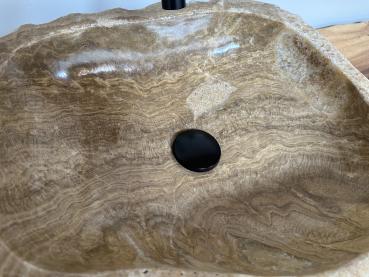 Marmor Onyx Naturstein Waschbecken Aufsatzwaschbecken 46x43 cm