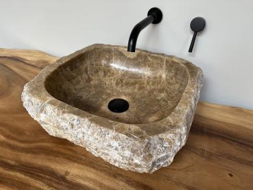 Marmor Onyx Naturstein Waschbecken Aufsatzwaschbecken 44x42 cm