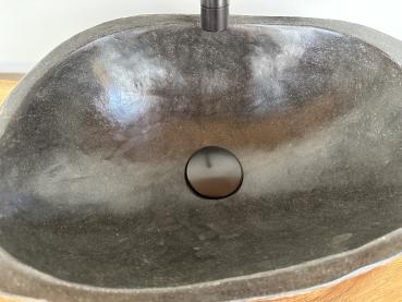 Naturstein Waschbecken Aufsatzwaschbecken Flussstein 44x28 cm