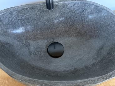 Naturstein Waschbecken Aufsatzwaschbecken Flussstein 48x32 cm