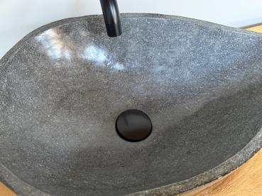 Naturstein Waschbecken Aufsatzwaschbecken Flussstein 50x34 cm
