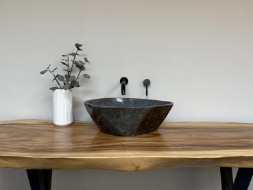 Naturstein Waschbecken Aufsatzwaschbecken Flussstein 50x34 cm