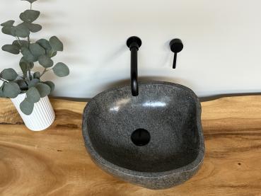 Naturstein Waschbecken Aufsatzwaschbecken Flussstein 41x37 cm