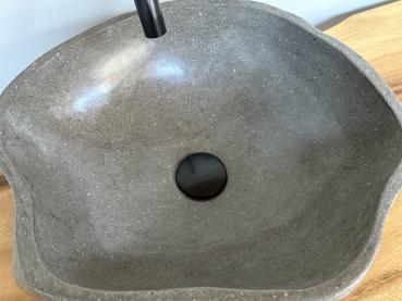 Naturstein Waschbecken Aufsatzwaschbecken Flussstein 43x38 cm