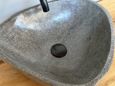 Naturstein Waschbecken Aufsatzwaschbecken Flussstein 44x38 cm