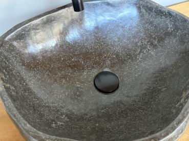 Naturstein Waschbecken Aufsatzwaschbecken Flussstein 49x41 cm