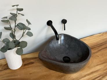 Preview: Naturstein Waschbecken Aufsatzwaschbecken Flussstein 40x37 cm