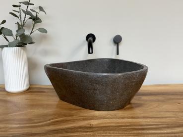 Preview: Naturstein Waschbecken Aufsatzwaschbecken Flussstein 40x37 cm
