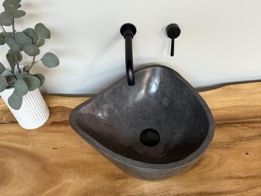 Naturstein Waschbecken Aufsatzwaschbecken Flussstein 40x37 cm