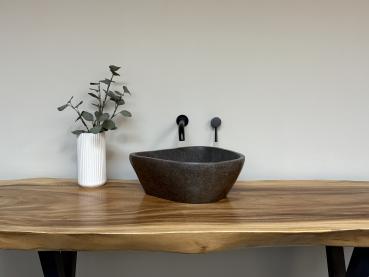 Naturstein Waschbecken Aufsatzwaschbecken Flussstein 40x37 cm