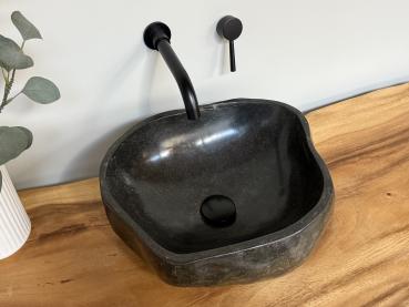 Preview: Naturstein Waschbecken Aufsatzwaschbecken Flussstein 43x37 cm