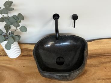 Naturstein Waschbecken Aufsatzwaschbecken Flussstein 43x37 cm