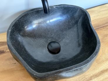 Naturstein Waschbecken Aufsatzwaschbecken Flussstein 43x37 cm