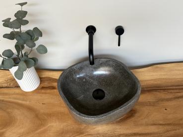 Naturstein Waschbecken Aufsatzwaschbecken Flussstein 41x36 cm