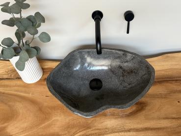 Naturstein Waschbecken Aufsatzwaschbecken Flussstein 48x37 cm