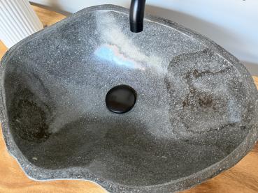 Naturstein Waschbecken Aufsatzwaschbecken Flussstein 48x37 cm