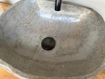 Naturstein Waschbecken Aufsatzwaschbecken Flussstein 46x36 cm