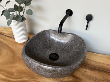 Naturstein Waschbecken Aufsatzwaschbecken Flussstein 41x41 cm