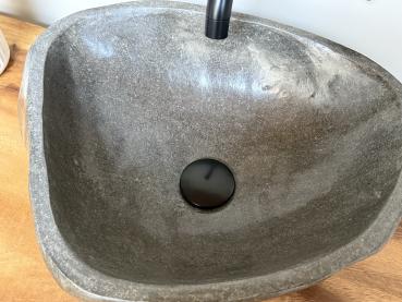 Naturstein Waschbecken Aufsatzwaschbecken Flussstein 39x35 cm