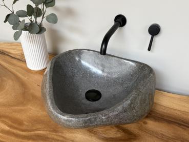 Naturstein Waschbecken Aufsatzwaschbecken Flussstein 42x41 cm