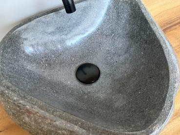 Naturstein Waschbecken Aufsatzwaschbecken Flussstein 42x41 cm