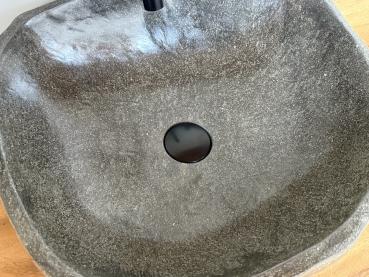 Naturstein Waschbecken Aufsatzwaschbecken Flussstein 46x44 cm