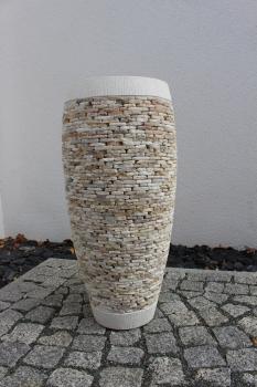 Preview: Pflanzkübel mit Onyxsteinen creme 33x80 cm