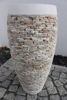 Pflanzkübel mit Onyxsteinen creme 33x80 cm