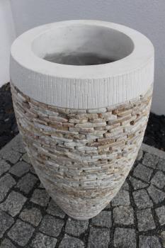 Pflanzkübel mit Onyxsteinen creme 33x80 cm
