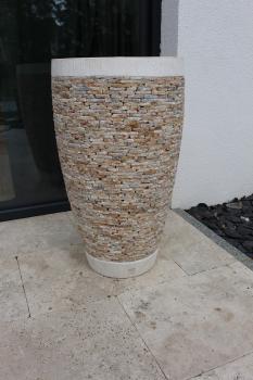 Pflanzkübel mit Onyxsteinen creme 45x80 cm