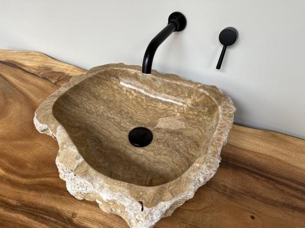 Marmor Onyx Naturstein Waschbecken Aufsatzwaschbecken 46x43 cm