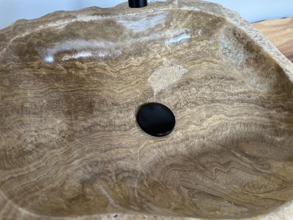 Marmor Onyx Naturstein Waschbecken Aufsatzwaschbecken 46x43 cm