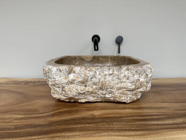 Marmor Onyx Naturstein Waschbecken Aufsatzwaschbecken 44x42 cm