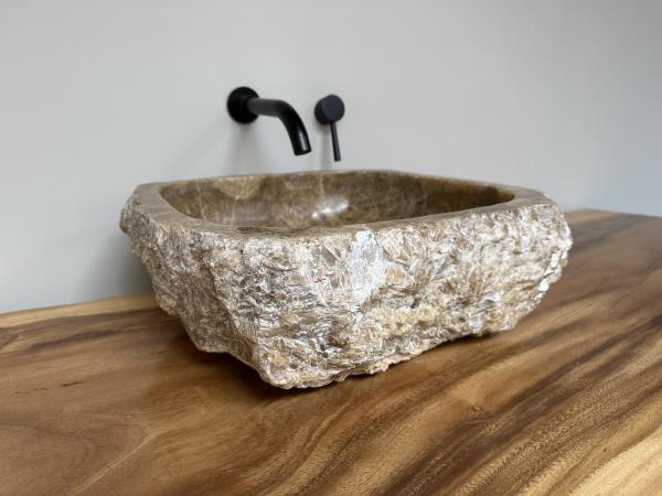 Marmor Onyx Naturstein Waschbecken Aufsatzwaschbecken 44x42 cm