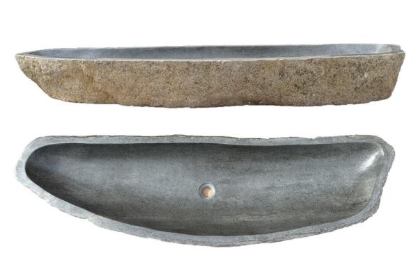 XXL Naturstein Waschbecken Aufsatzwaschbecken Flussstein 134x40cm