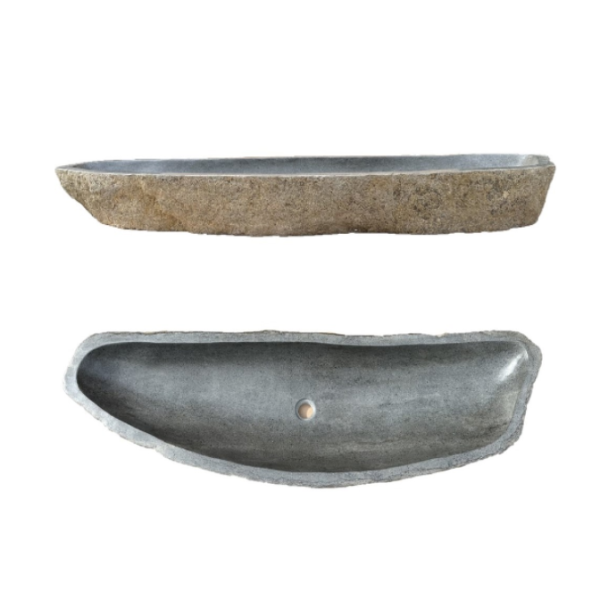 XXL Naturstein Waschbecken Aufsatzwaschbecken Flussstein 134x40cm