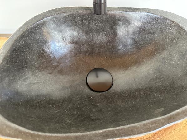 Naturstein Waschbecken Aufsatzwaschbecken Flussstein 44x28 cm