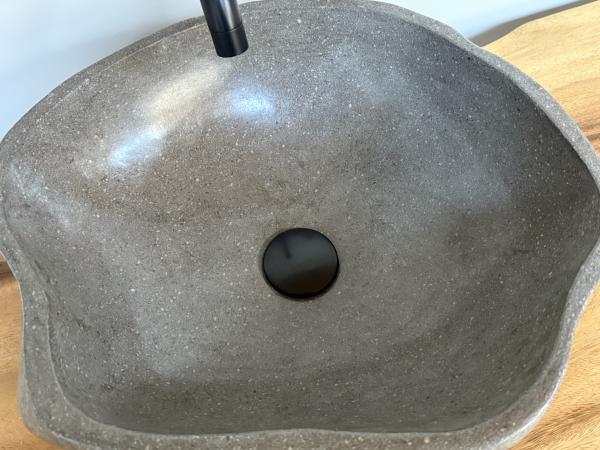 Naturstein Waschbecken Aufsatzwaschbecken Flussstein 43x38 cm