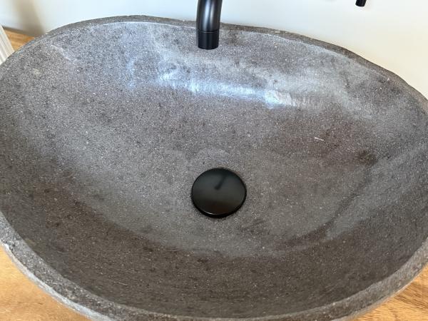 Naturstein Waschbecken Aufsatzwaschbecken Flussstein 50x37 cm